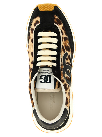 Dolce & Gabbana DG Leopard Print Calfskin Low Top Sneakers