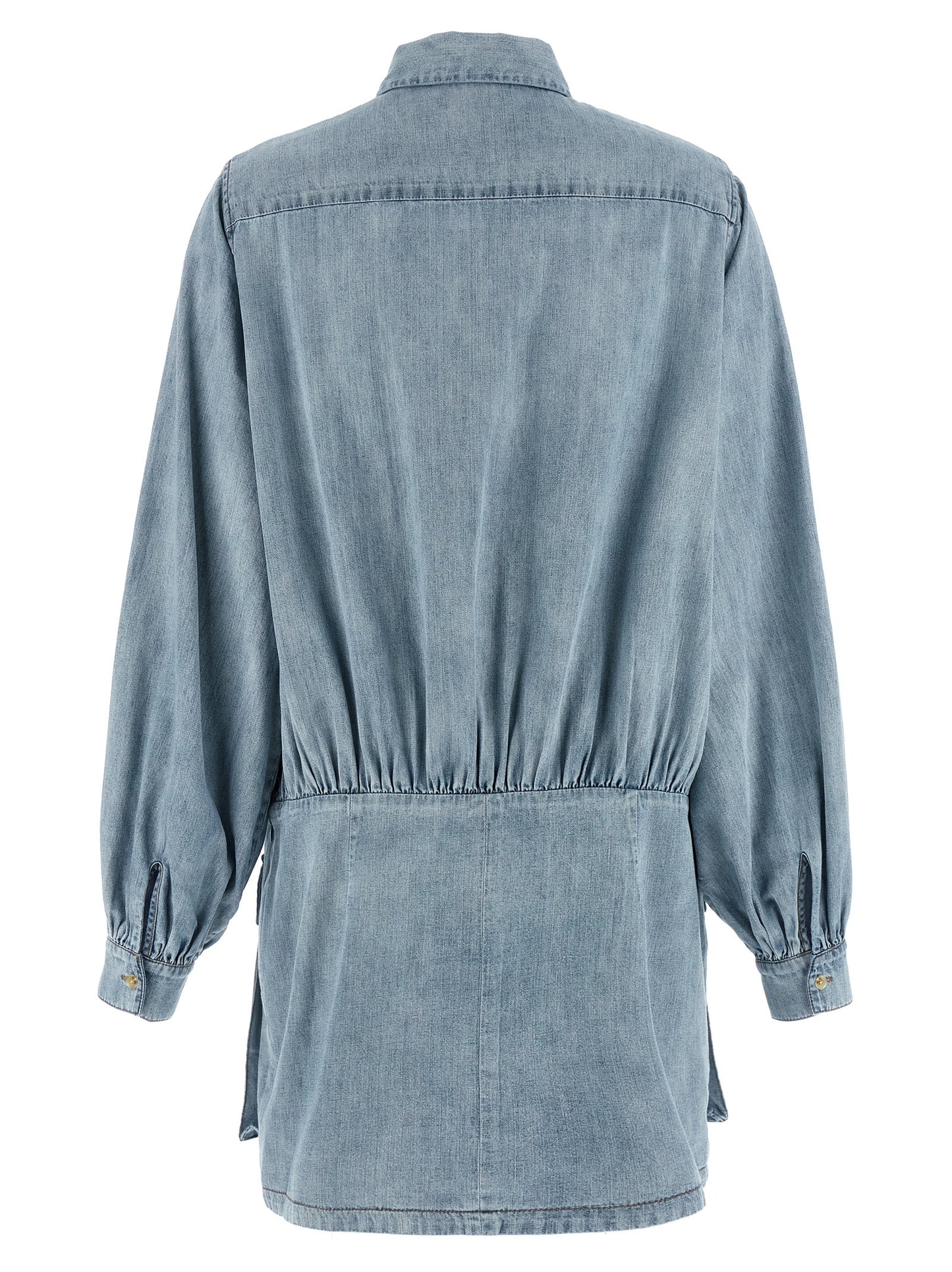 7 For All Mankind Blue Cotton Utility Mini Denim Dress