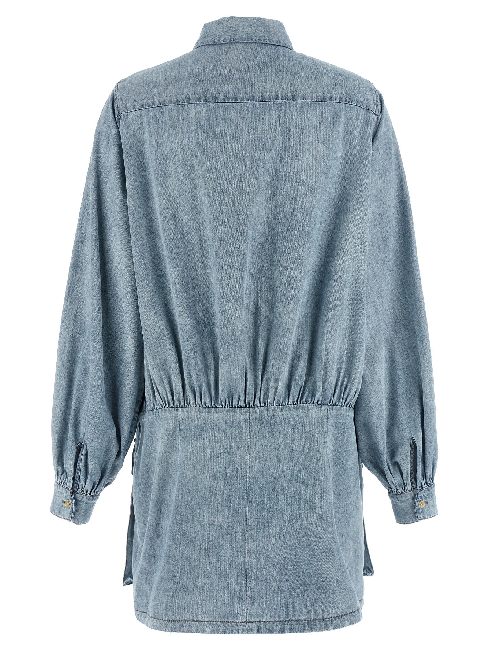 7 For All Mankind Blue Cotton Utility Mini Denim Dress