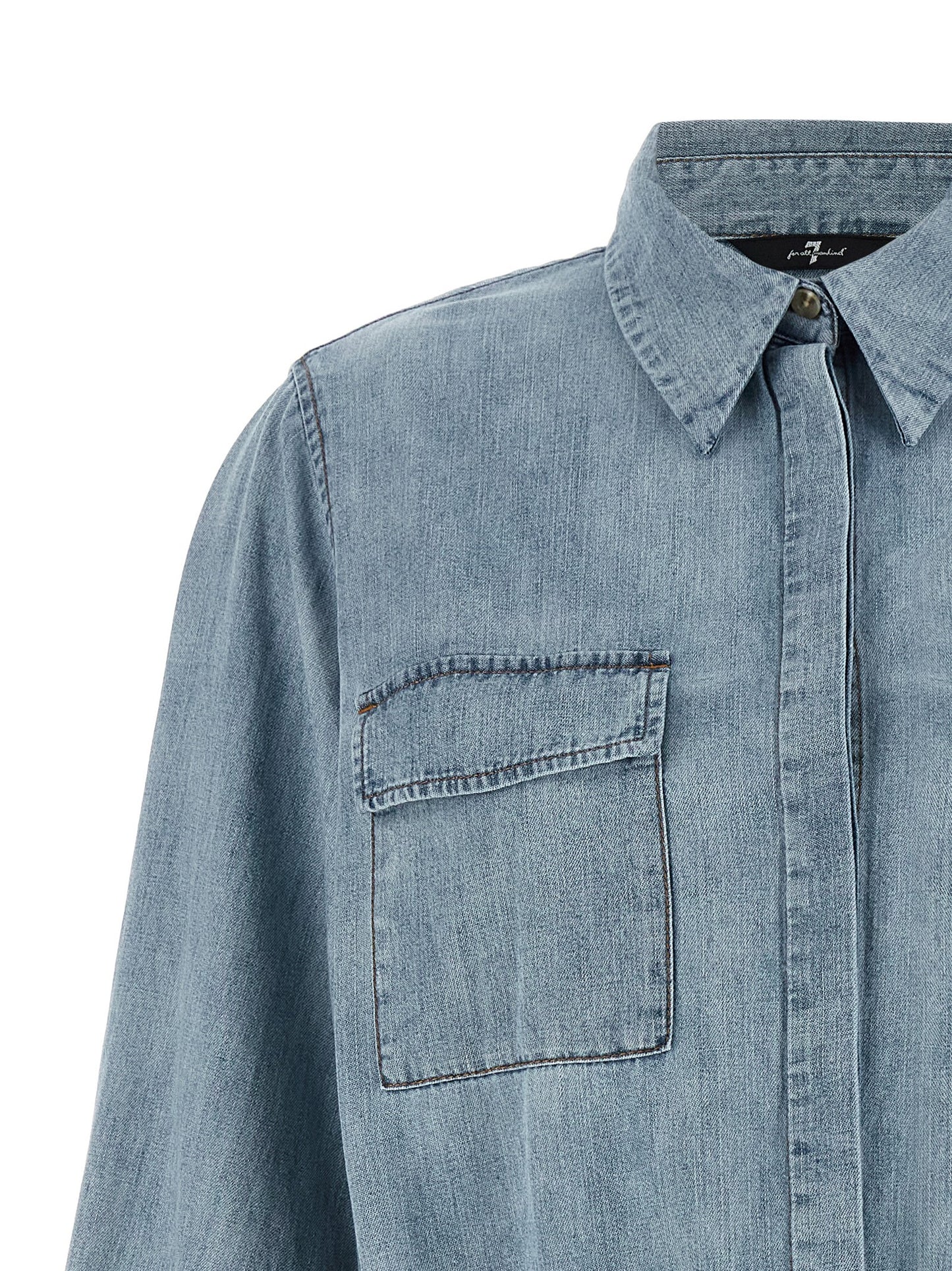 7 For All Mankind Blue Cotton Utility Mini Denim Dress