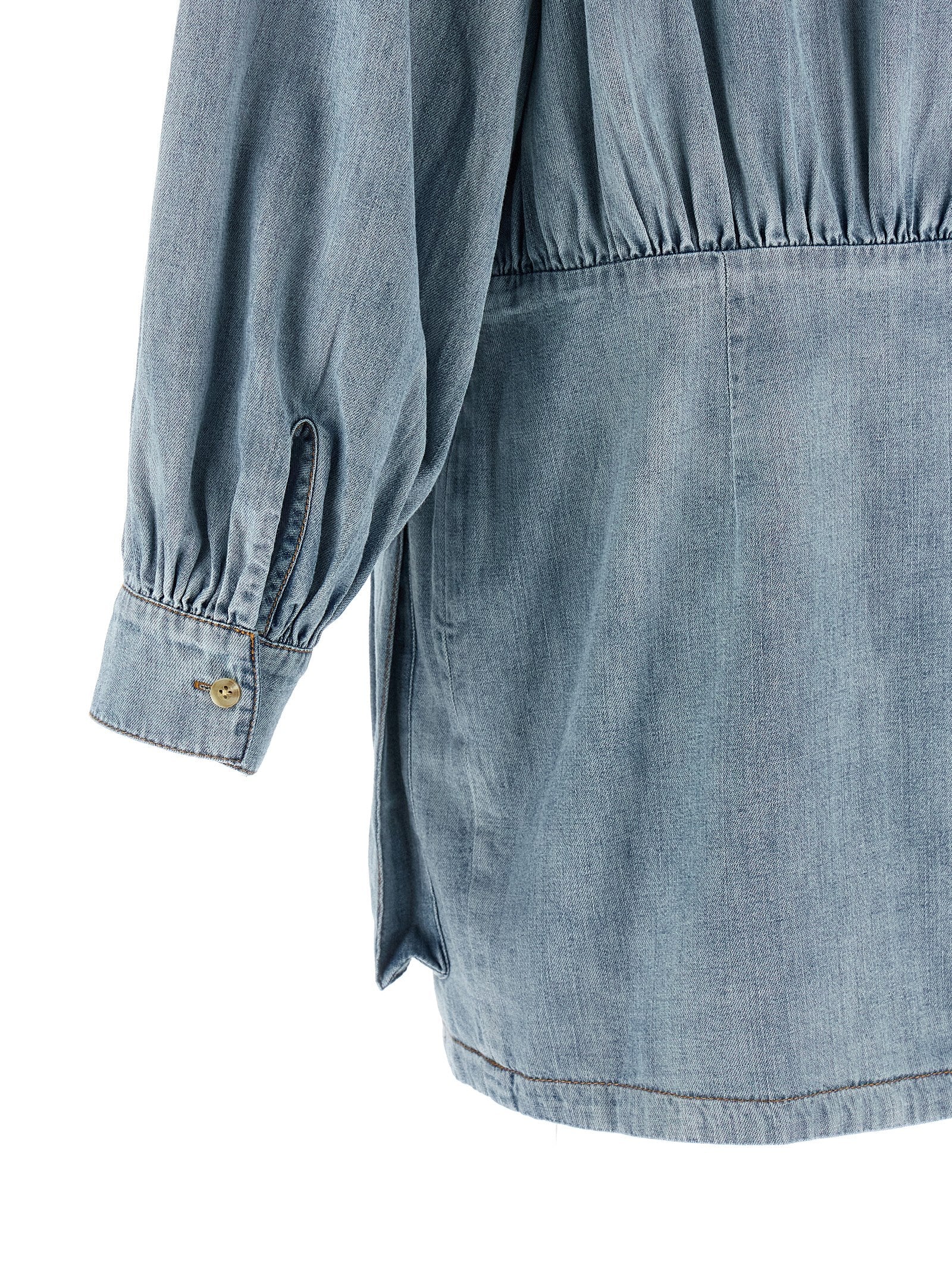 7 For All Mankind Blue Cotton Utility Mini Denim Dress