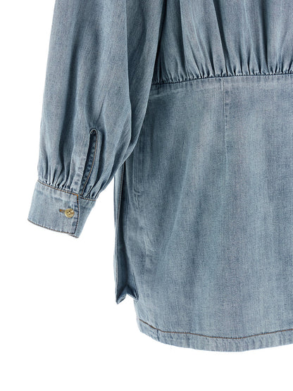 7 For All Mankind Blue Cotton Utility Mini Denim Dress