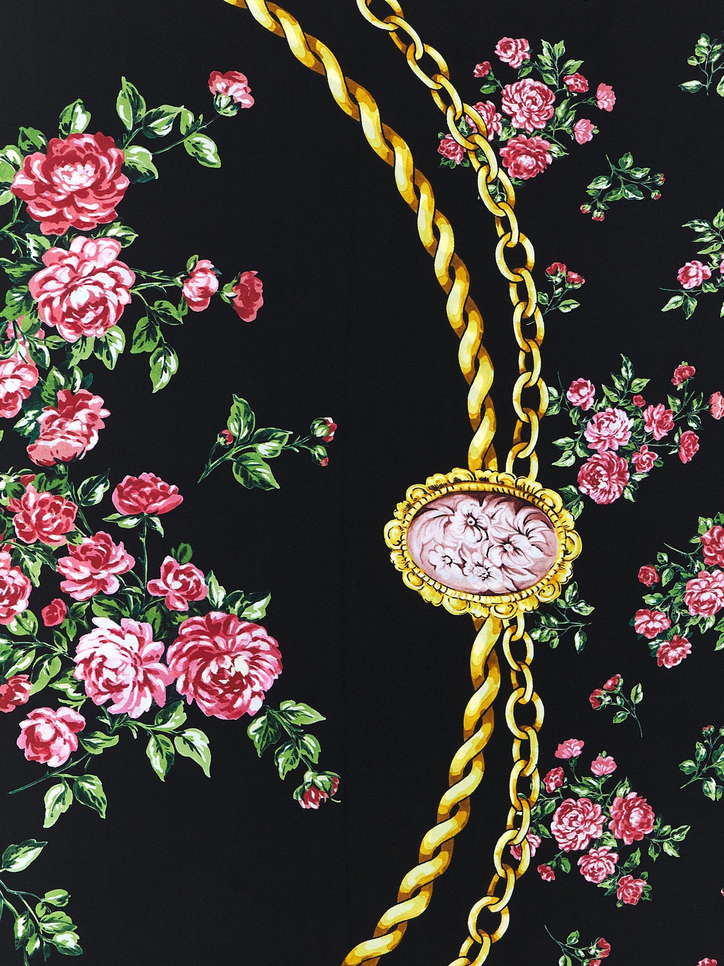 Dolce & Gabbana Black Silk Scarf - Mazzolini di Rose Print