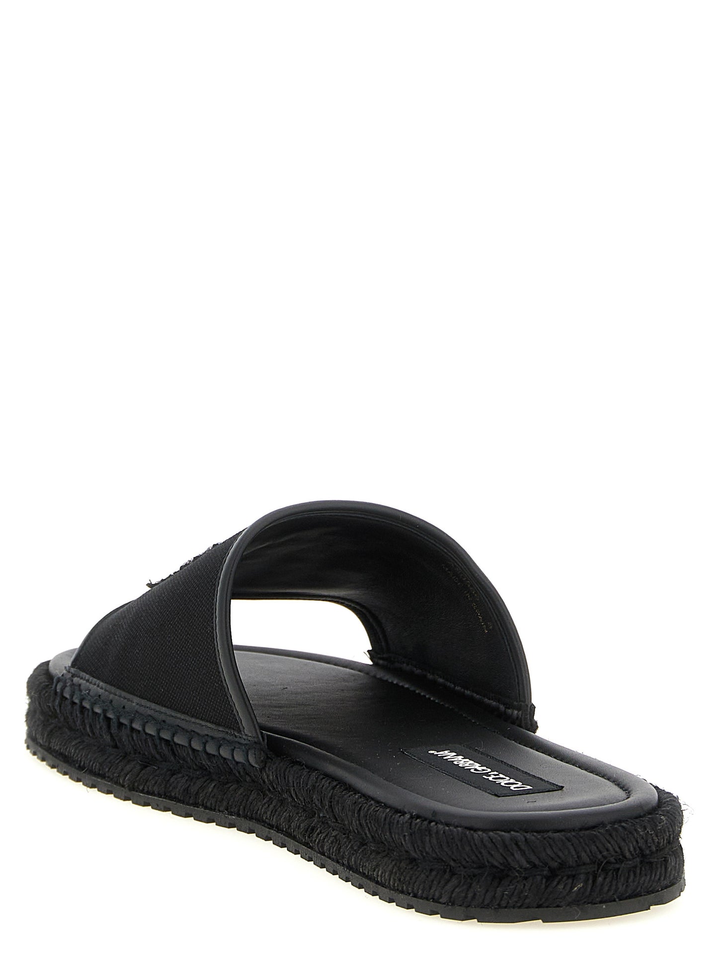 Dolce & Gabbana Black Cotton Slides - EU 41 | US 8