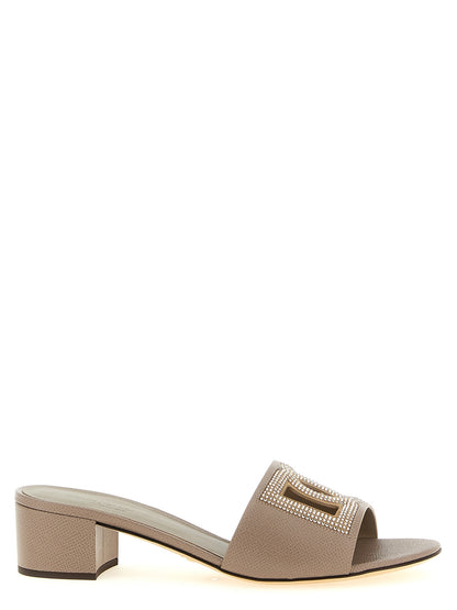 Dolce & Gabbana Gray Calfskin Mules