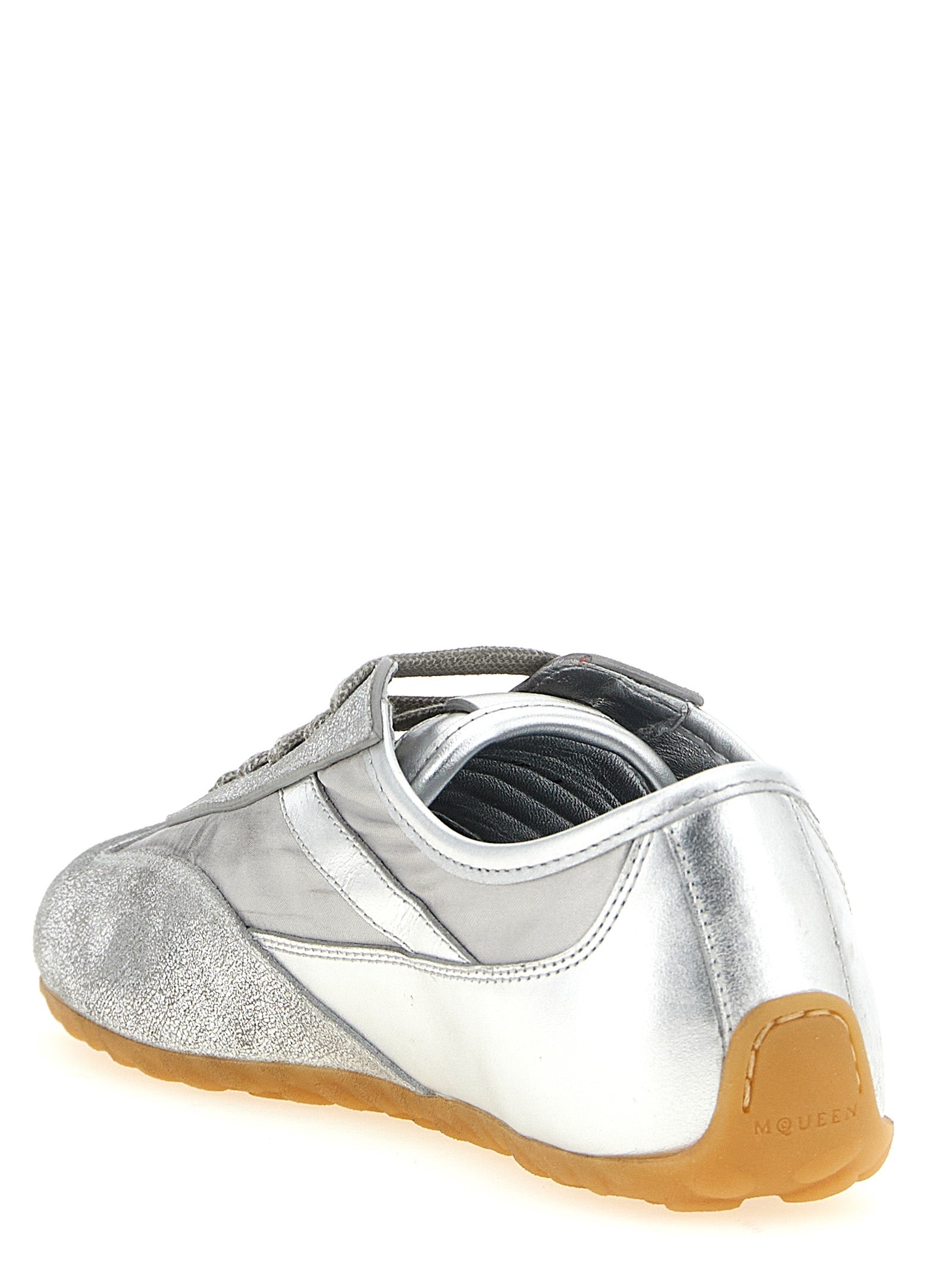 Alexander McQueen Silver Leather Boxe Basse Sneakers