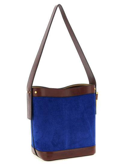 Versace Blue Calfskin Shoulder Bag - Pivot Bucket Bag