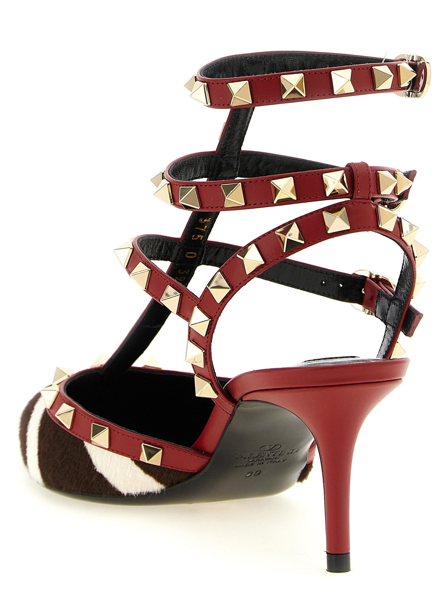 Valentino Garavani Zebra Print Calfskin Rockstud Mid Heel Pumps