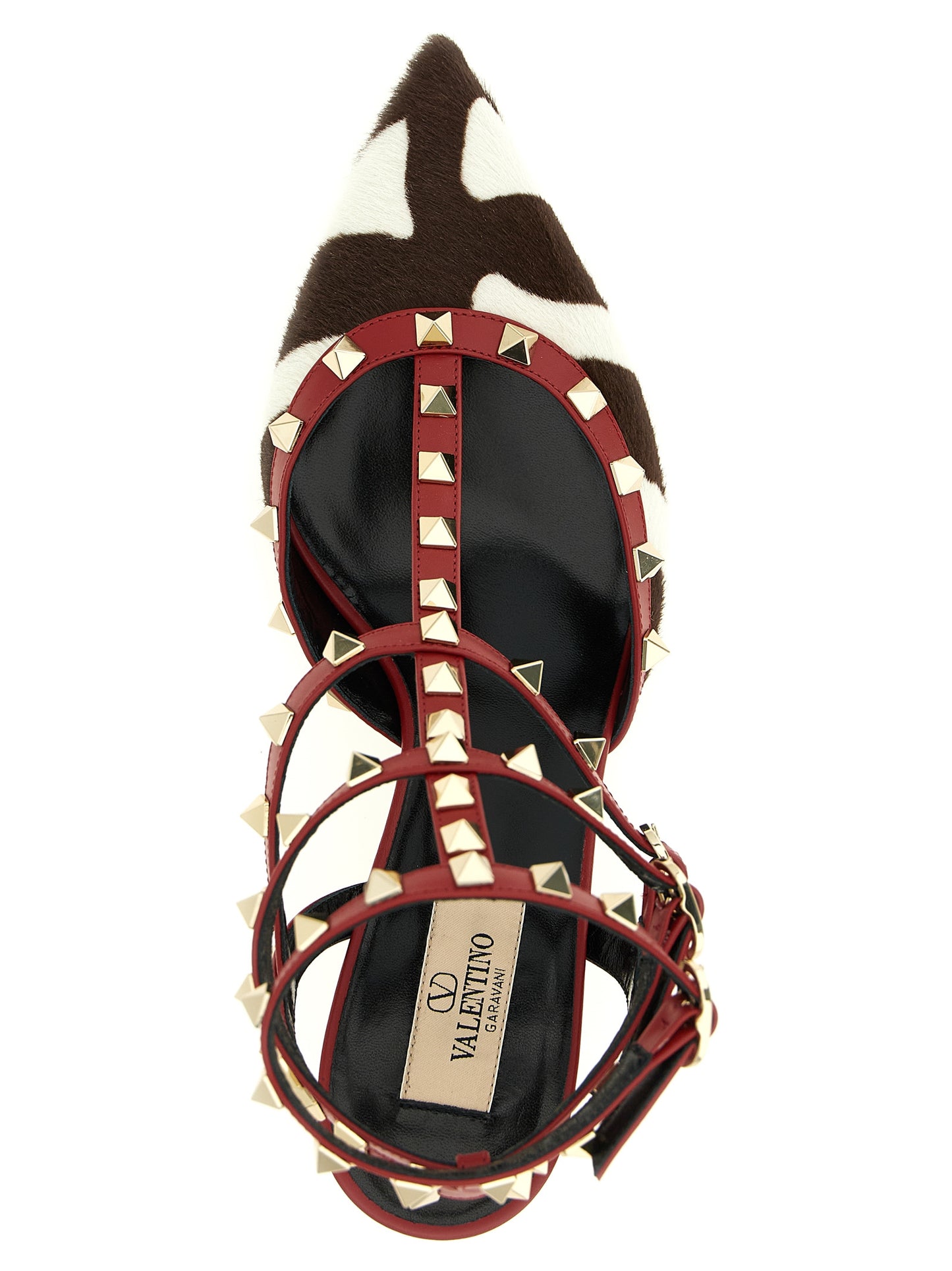 Valentino Garavani Zebra Print Calfskin Rockstud Mid Heel Pumps