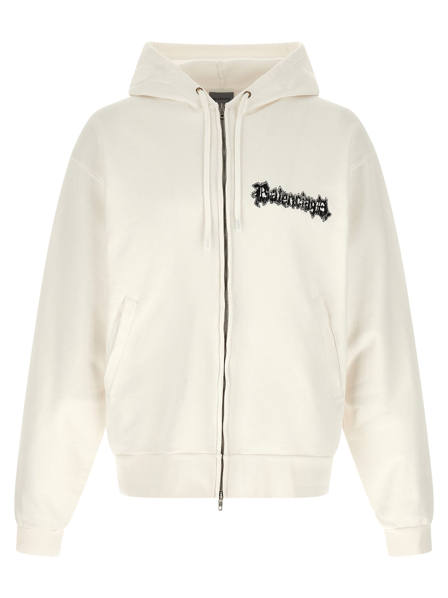 Balenciaga White Cotton Sweatshirt - Salon De Couture Print