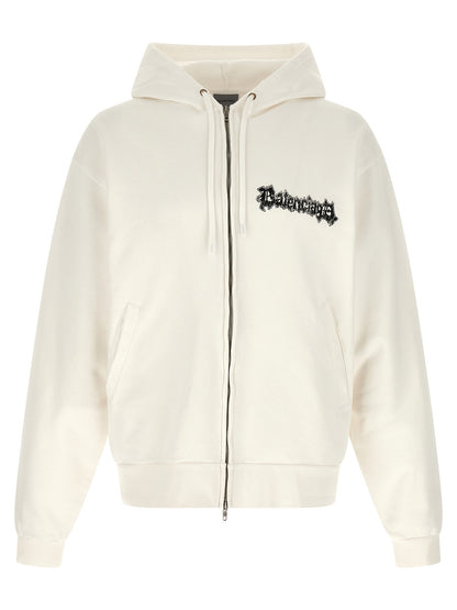 Balenciaga White Cotton Sweatshirt - Salon De Couture Print