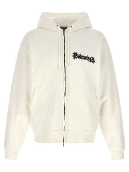 Balenciaga White Cotton Sweatshirt - Salon De Couture Print