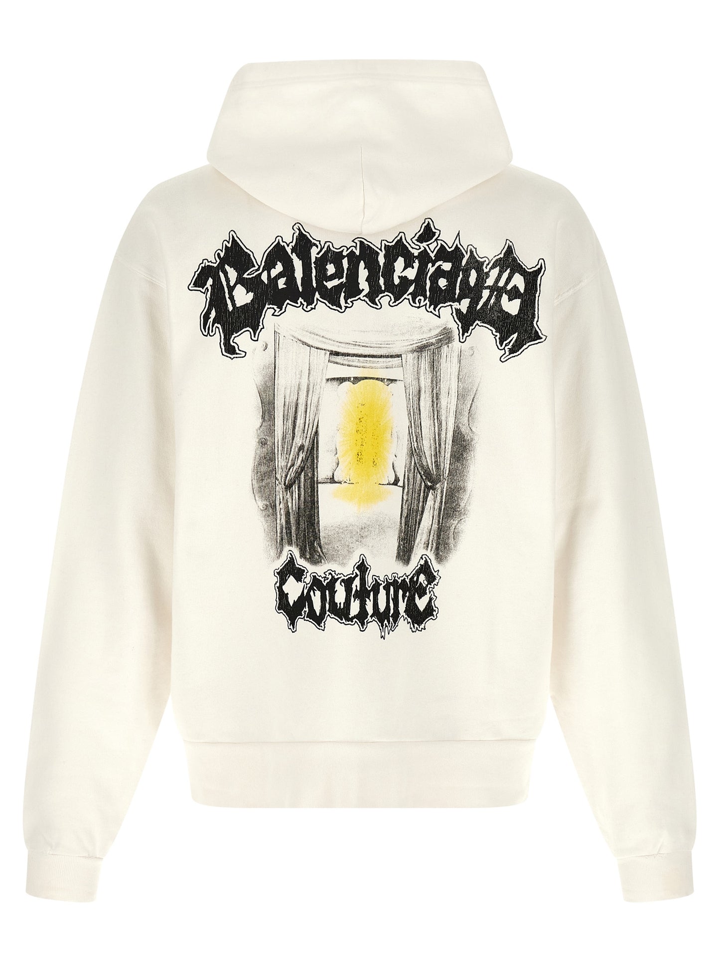 Balenciaga White Cotton Sweatshirt - Salon De Couture Print