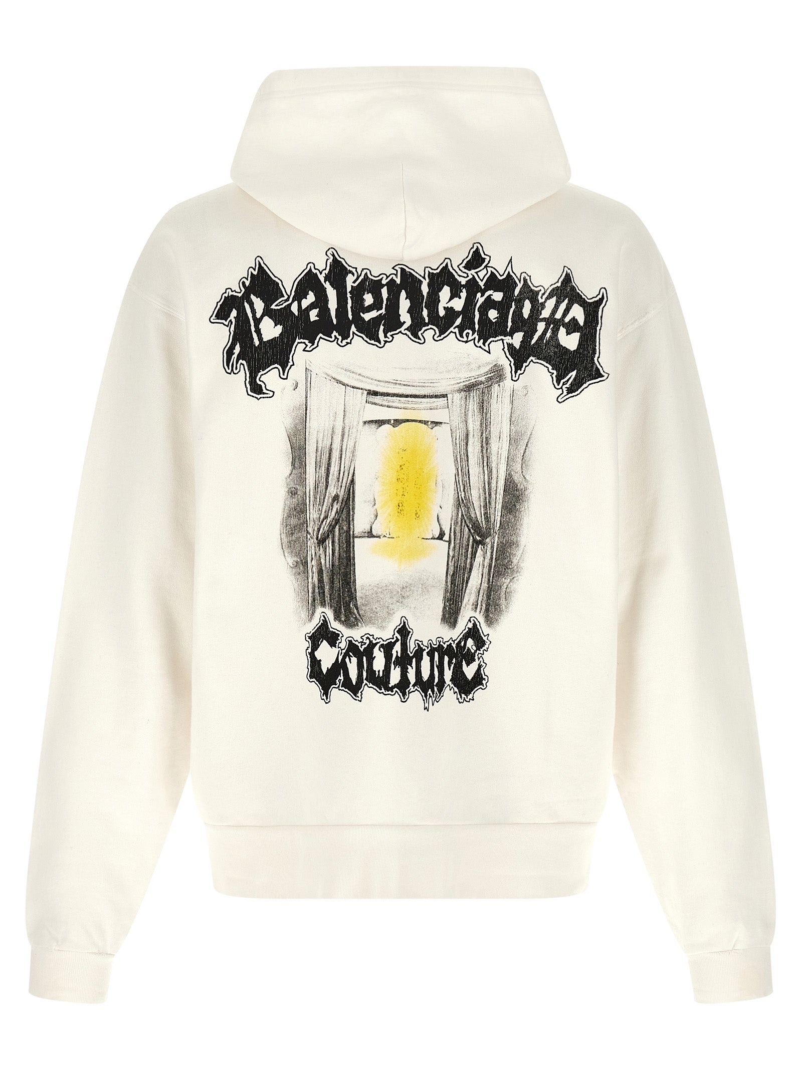 Balenciaga White Cotton Sweatshirt - Salon De Couture Print