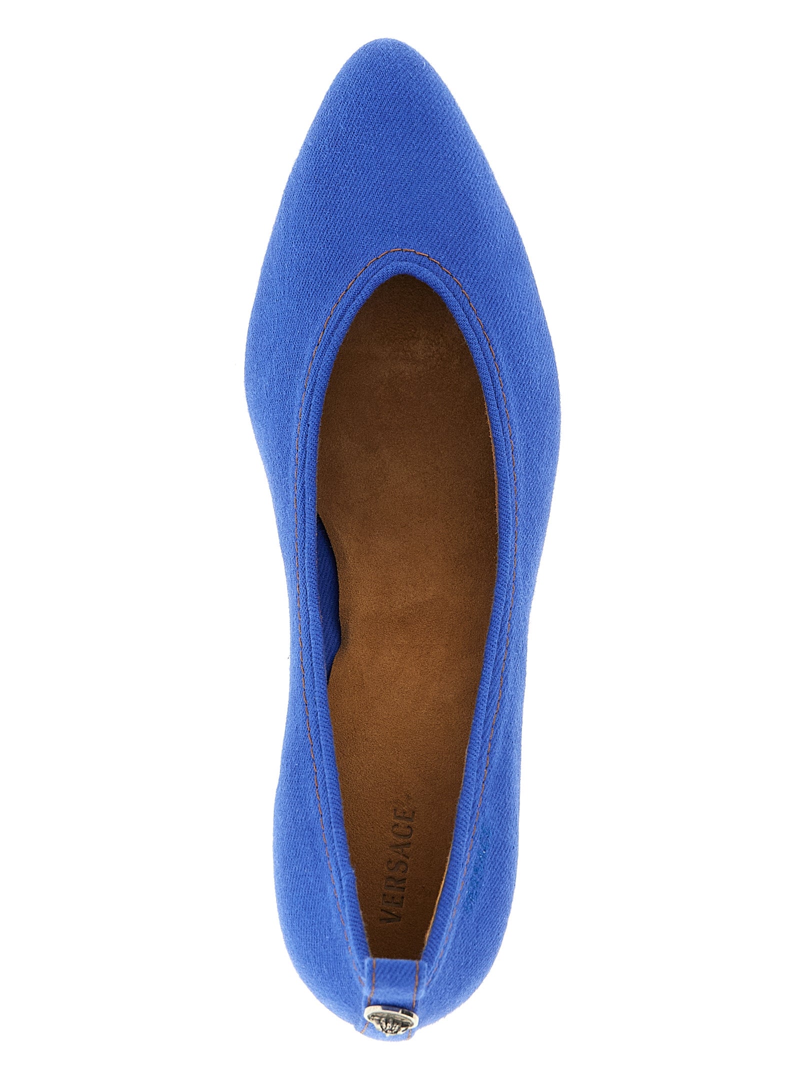 Versace Blue Cotton Denim Mid Heel Pumps with Medusa Detail