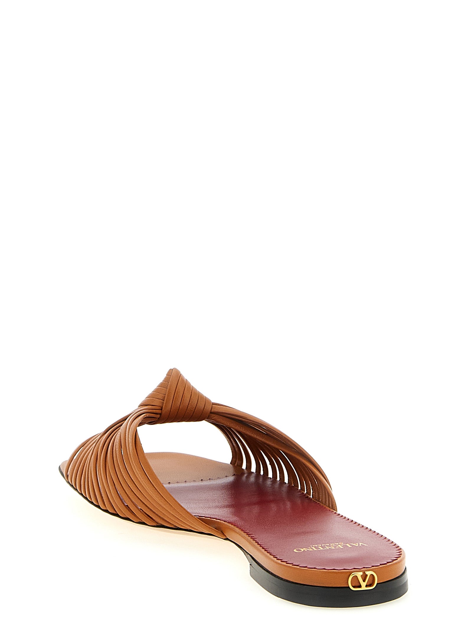 Valentino Garavani Brown Goatskin Slides EU39/US9