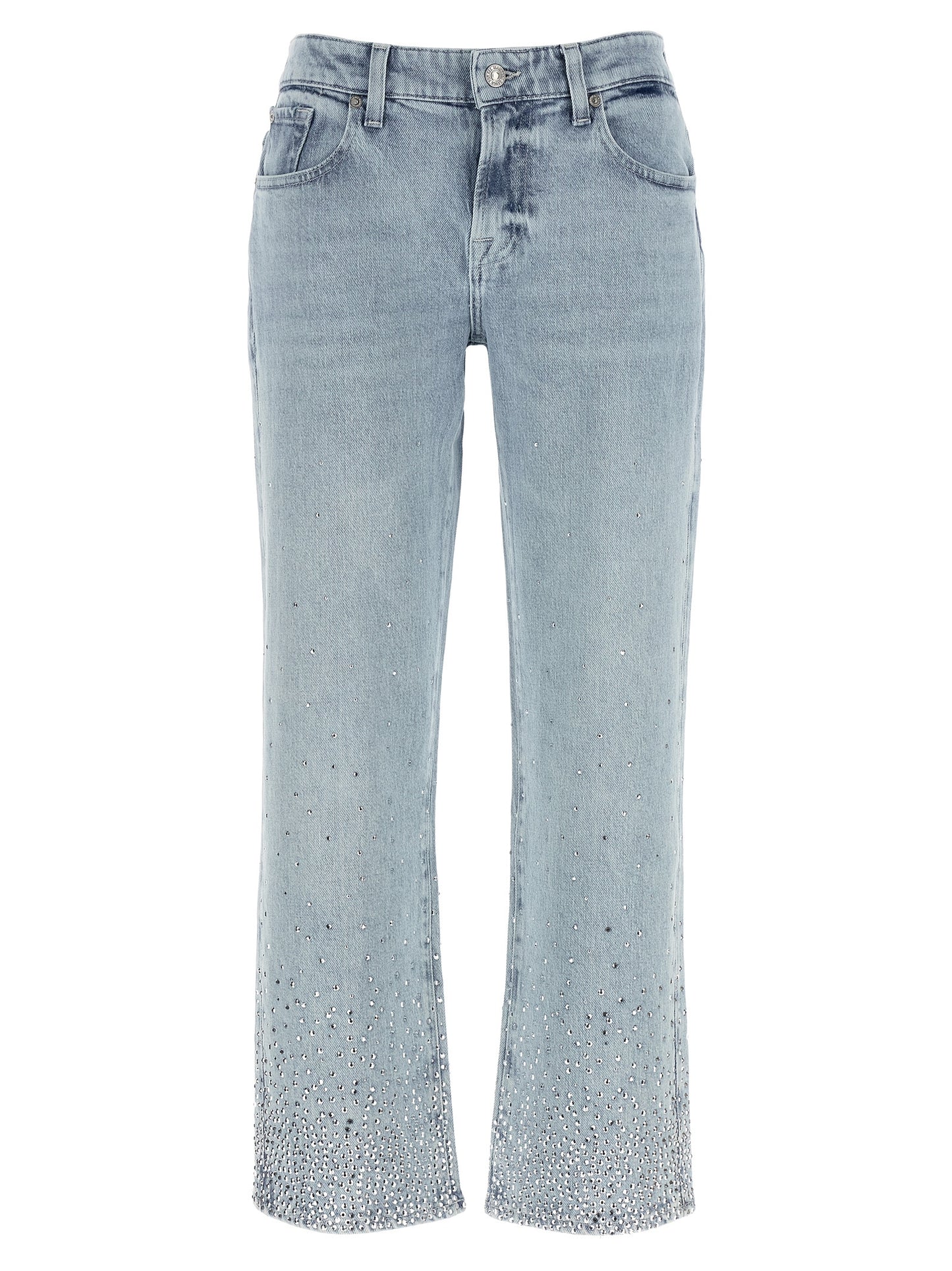 7 For All Mankind Blue Cotton Straight-Leg Calie Jeans
