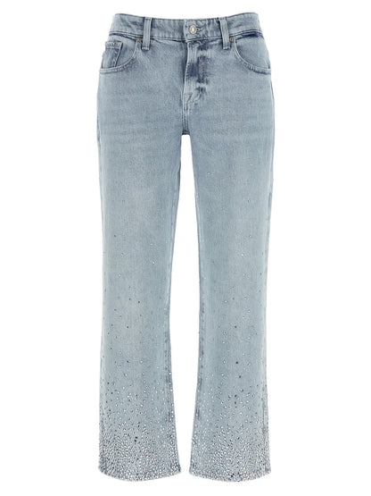 7 For All Mankind Blue Cotton Straight-Leg Calie Jeans