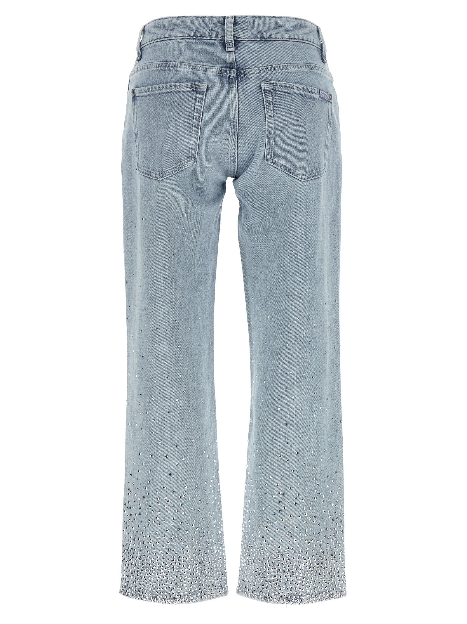 7 For All Mankind Blue Cotton Straight-Leg Calie Jeans