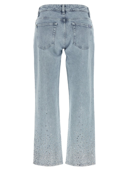 7 For All Mankind Blue Cotton Straight-Leg Calie Jeans