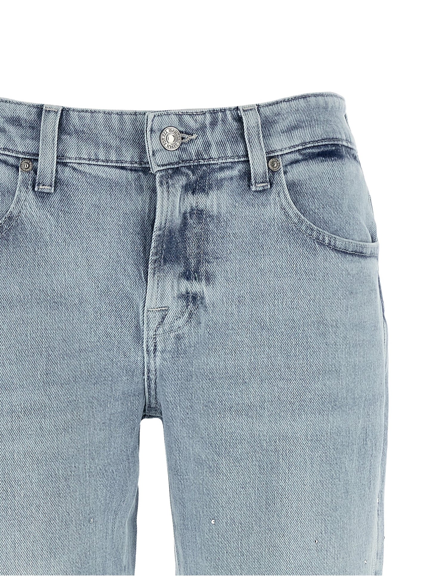 7 For All Mankind Blue Cotton Straight-Leg Calie Jeans