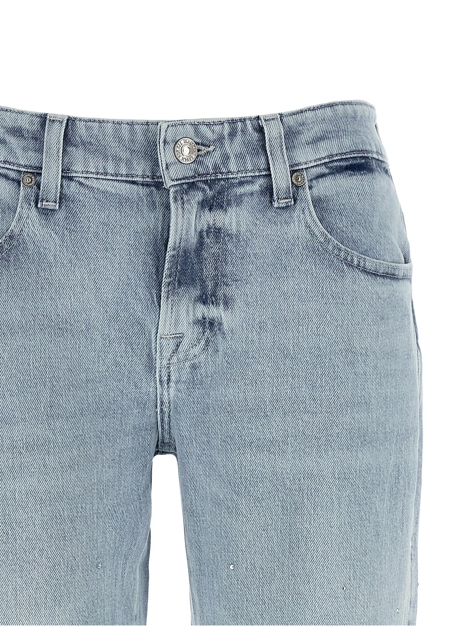 7 For All Mankind Blue Cotton Straight-Leg Calie Jeans