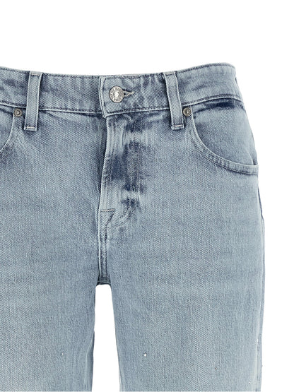 7 For All Mankind Blue Cotton Straight-Leg Calie Jeans