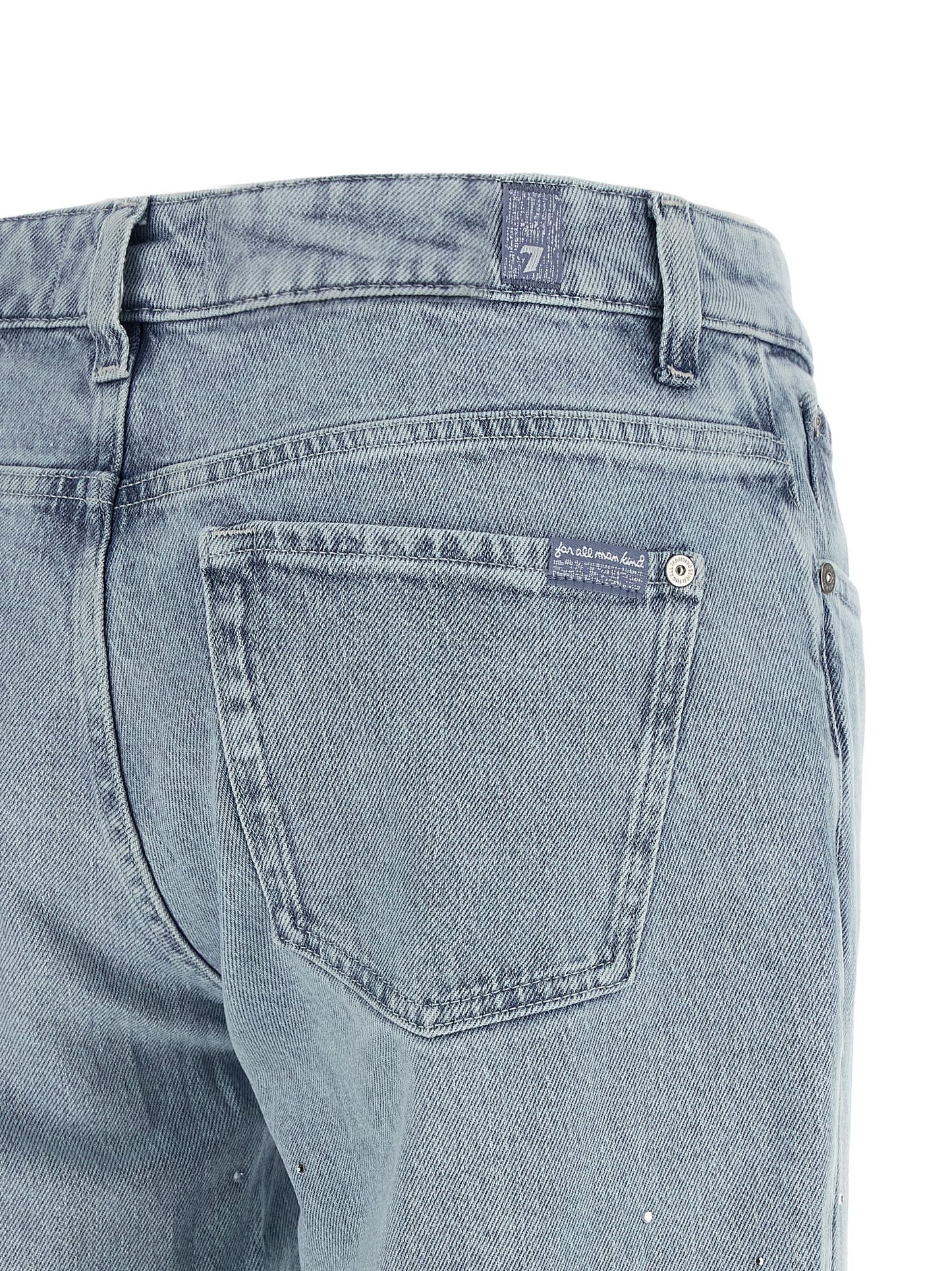 7 For All Mankind Blue Cotton Straight-Leg Calie Jeans