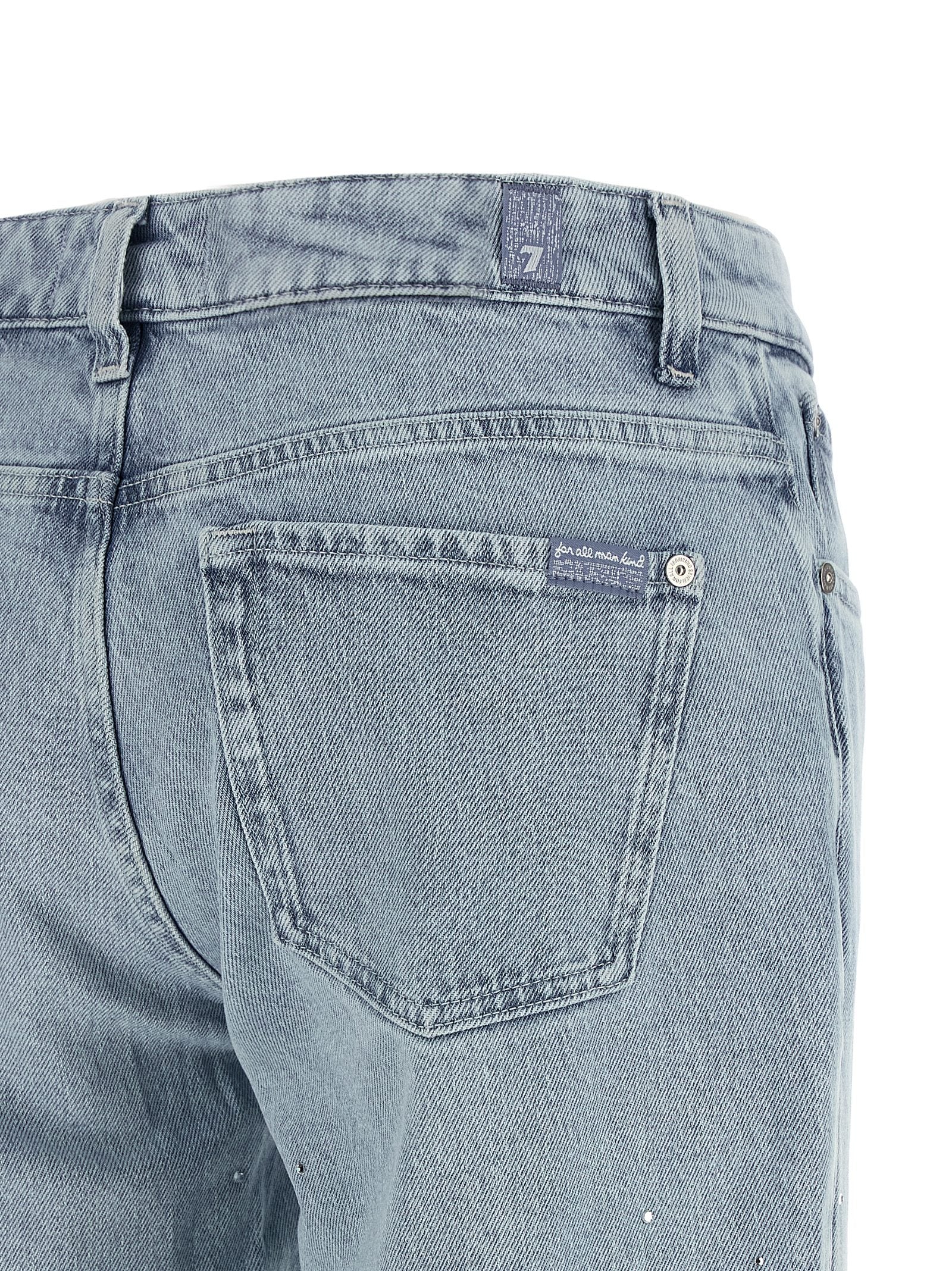 7 For All Mankind Blue Cotton Straight-Leg Calie Jeans
