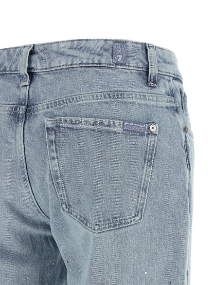 7 For All Mankind Blue Cotton Straight-Leg Calie Jeans