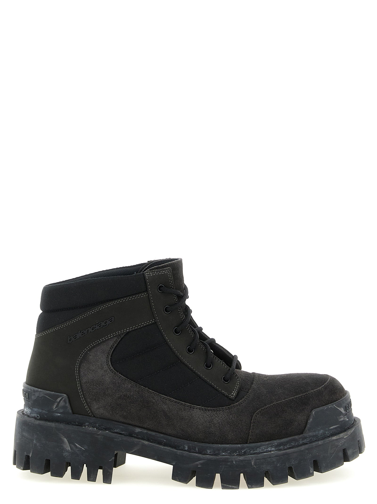 Balenciaga Brown Calfskin Combat Strike Ankle Boots