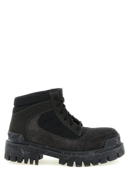 Balenciaga Brown Calfskin Combat Strike Ankle Boots