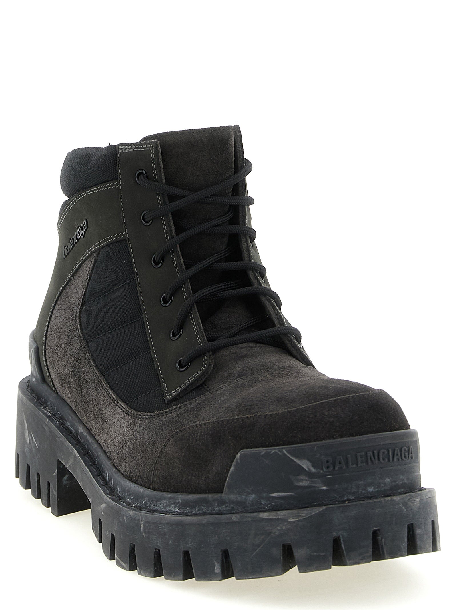 Balenciaga Brown Calfskin Combat Strike Ankle Boots