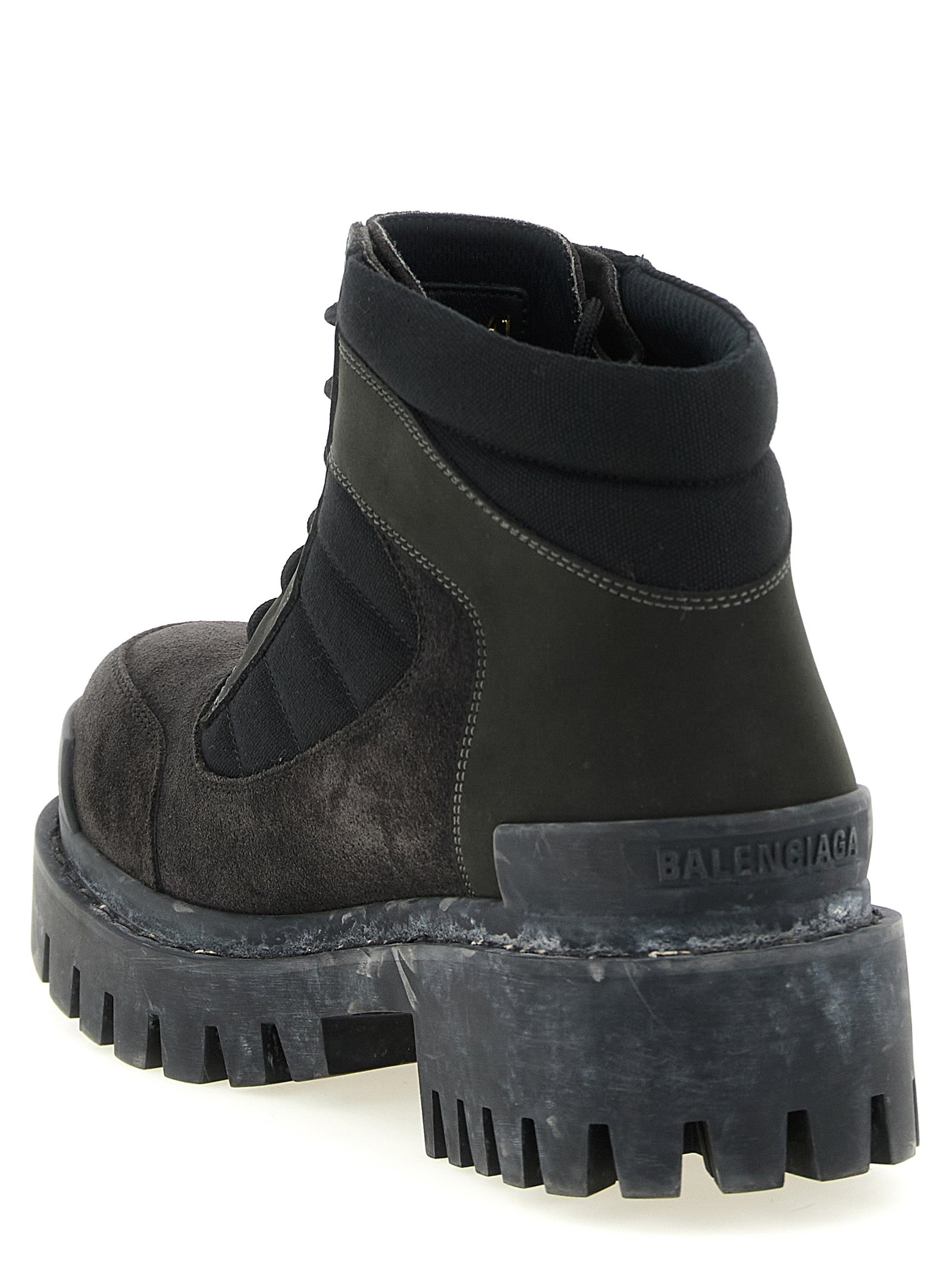 Balenciaga Brown Calfskin Combat Strike Ankle Boots