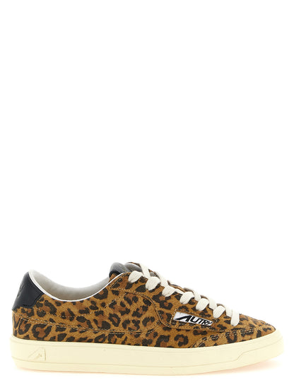 Autry Brown Leopard Print Cowhide Low Top Sneakers