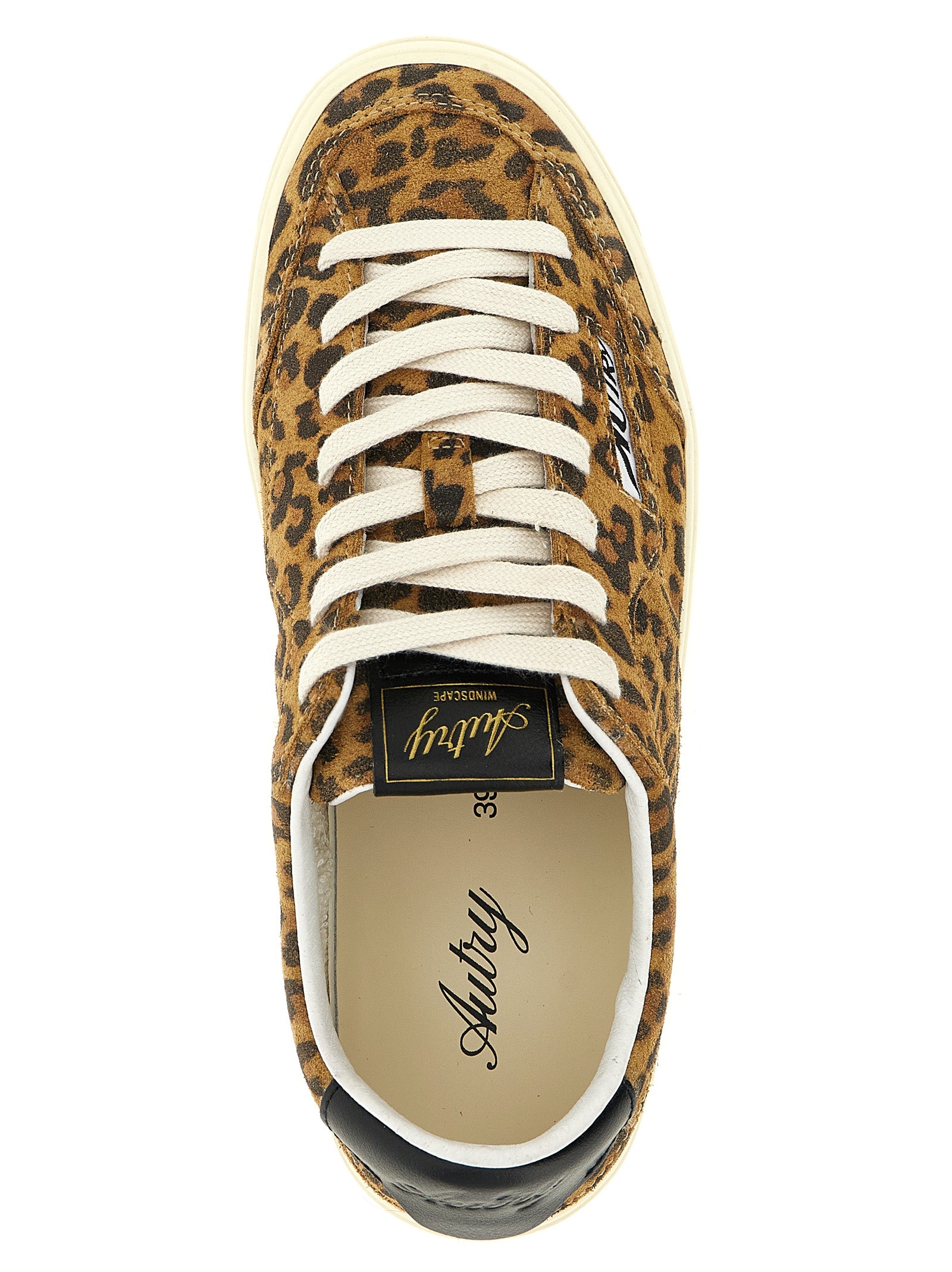 Autry Brown Leopard Print Cowhide Low Top Sneakers