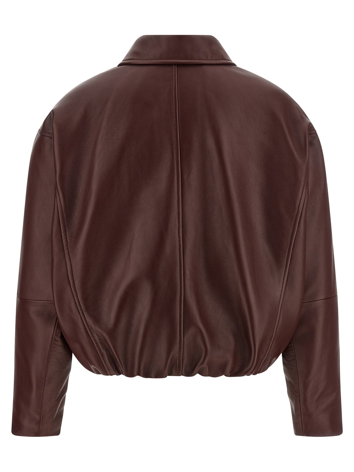 Brunello Cucinelli Bordeaux Calfskin Leather Jacket IT38 IT40