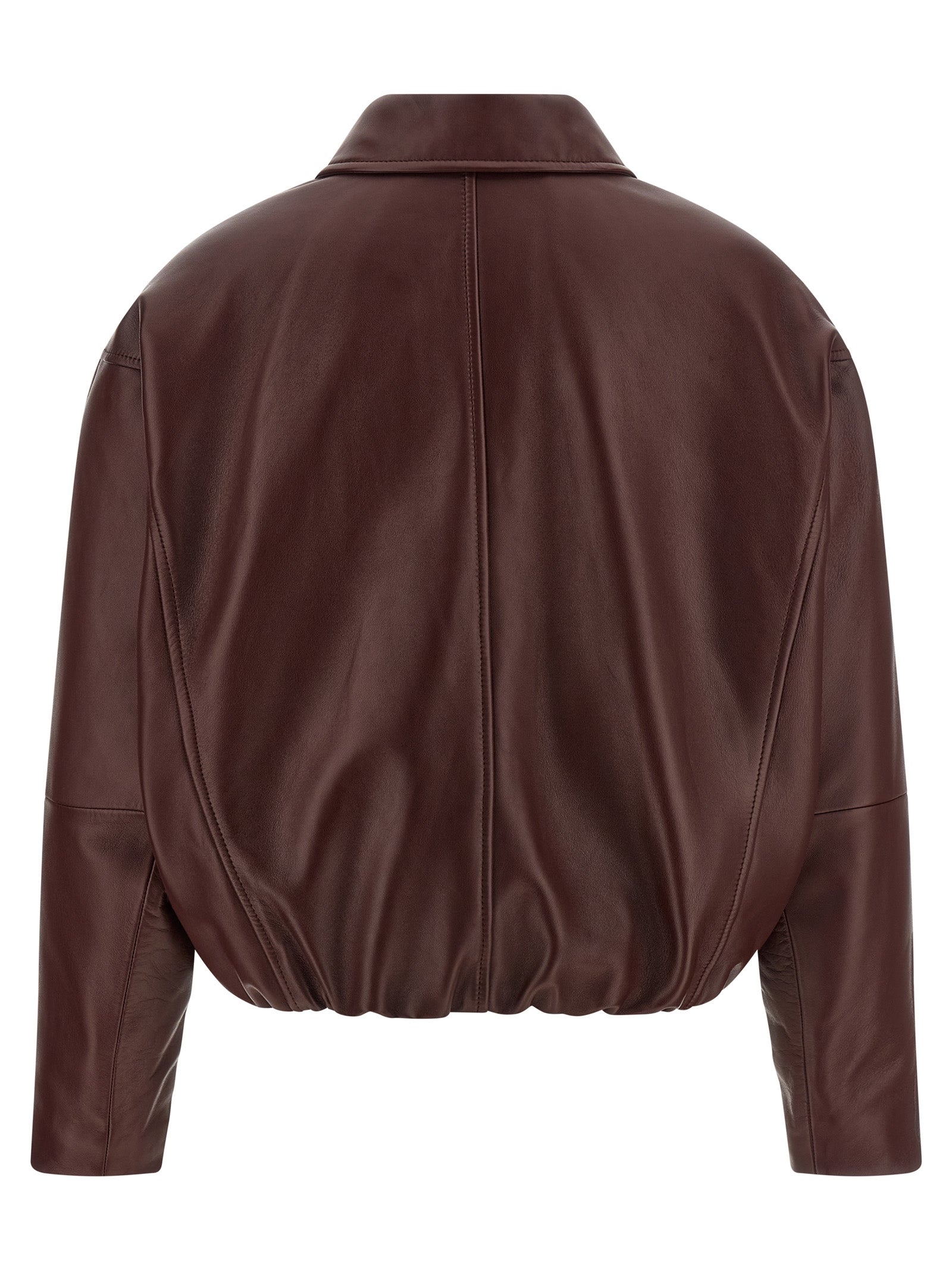 Brunello Cucinelli Bordeaux Calfskin Leather Jacket IT38 IT40