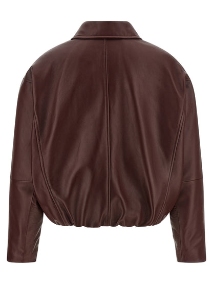 Brunello Cucinelli Bordeaux Calfskin Leather Jacket IT38 IT40
