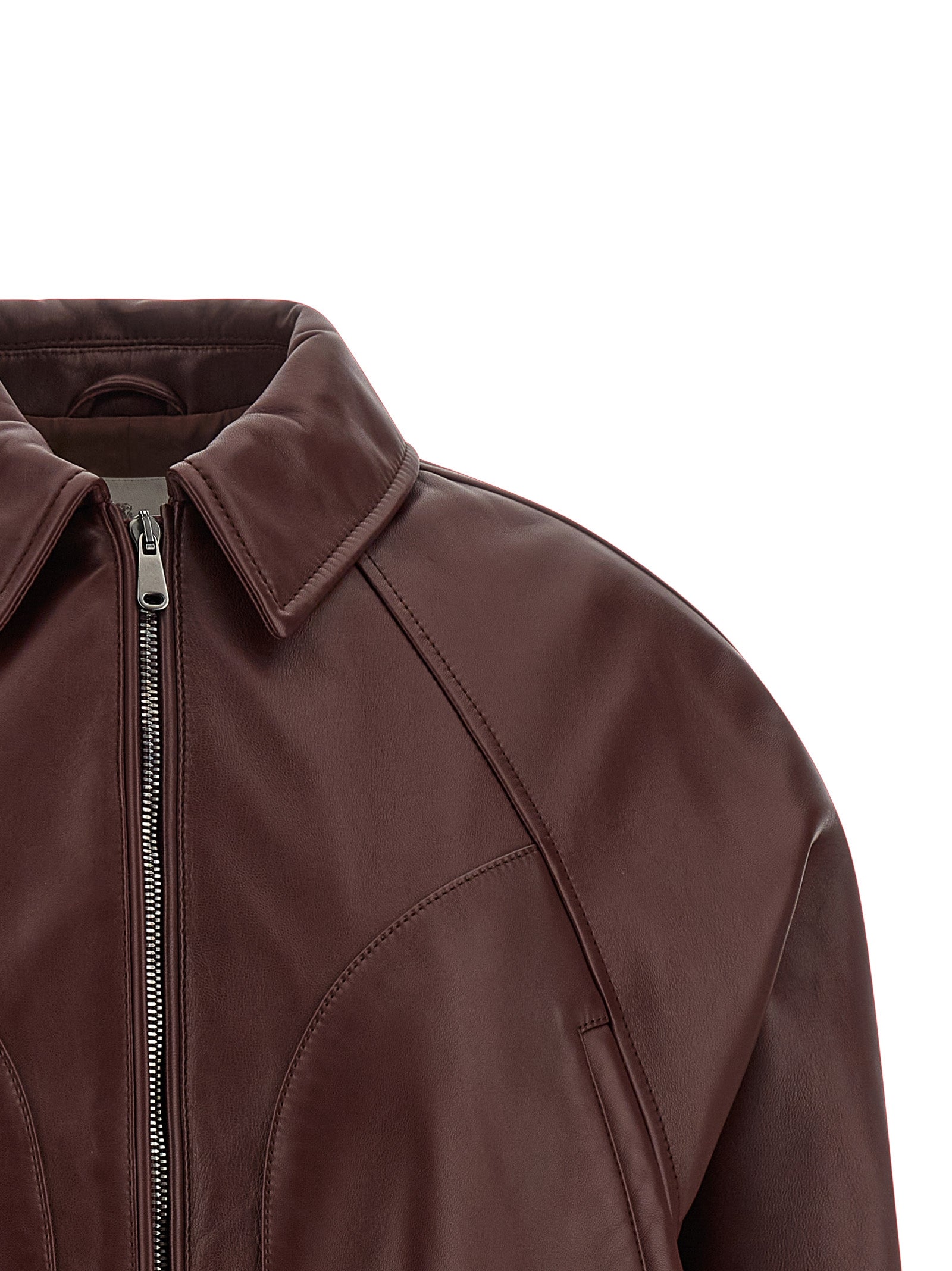 Brunello Cucinelli Bordeaux Calfskin Leather Jacket IT38 IT40