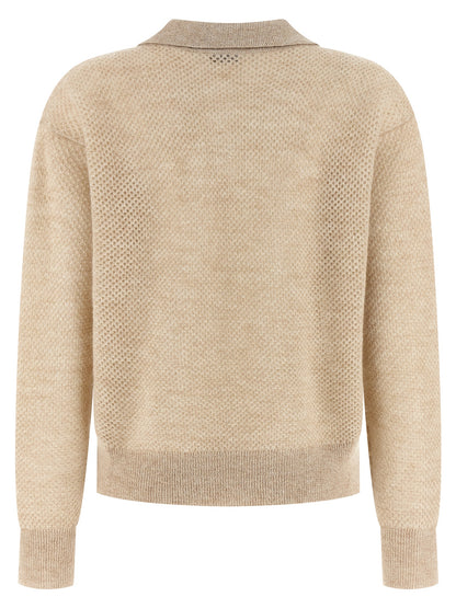 Brunello Cucinelli Gold Wool Polo Shirt