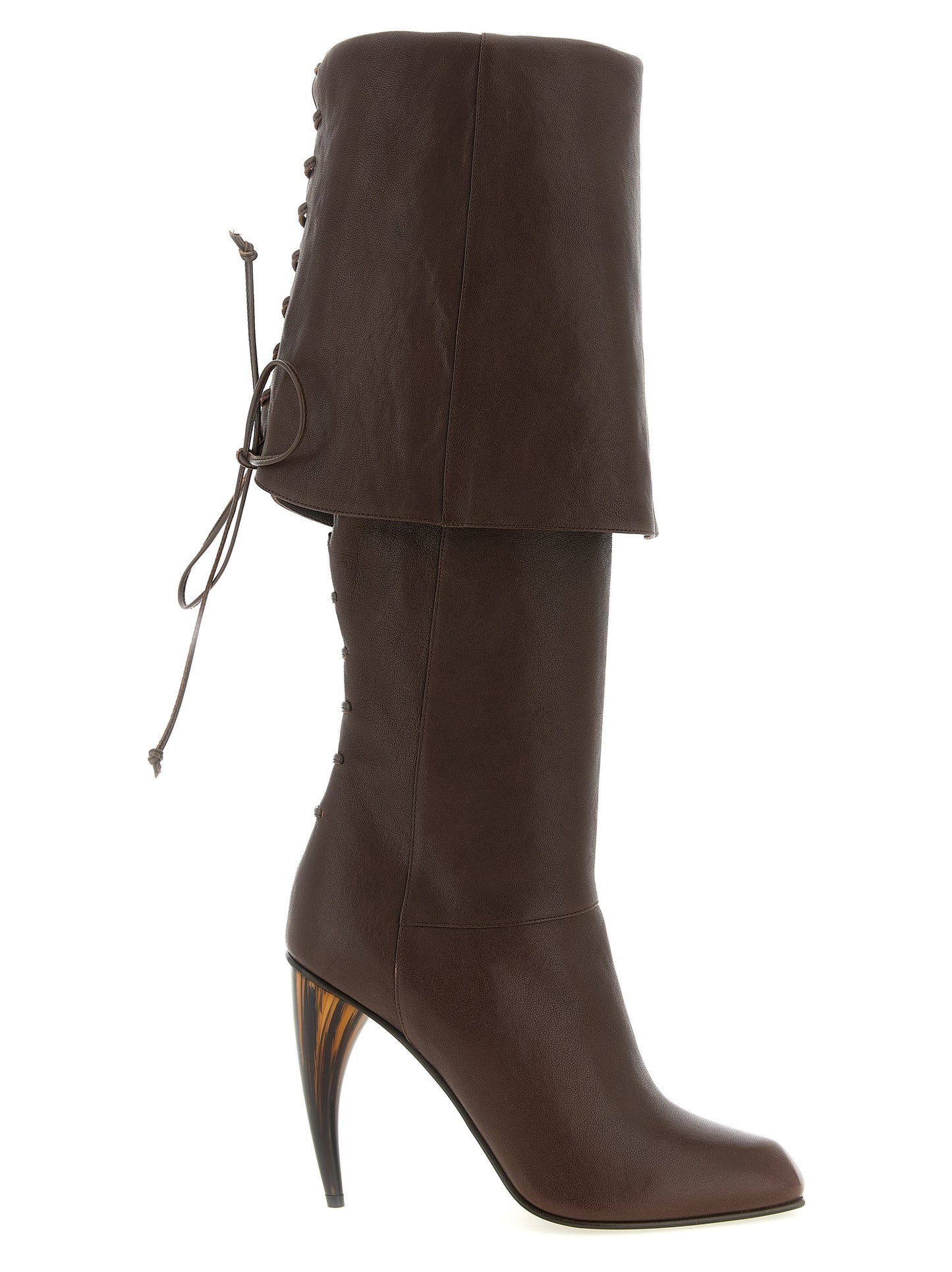 Alexander McQueen Brown Lamb Leather Over The Knee Boots