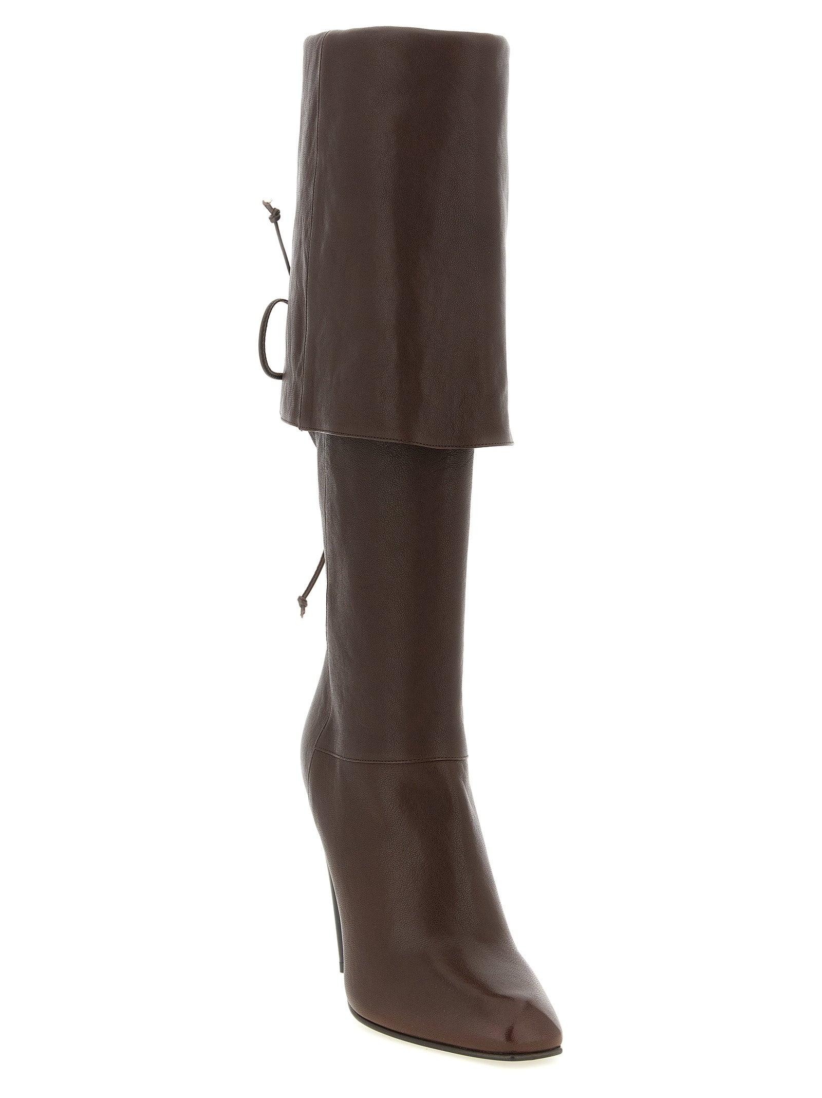 Alexander McQueen Brown Lamb Leather Over The Knee Boots