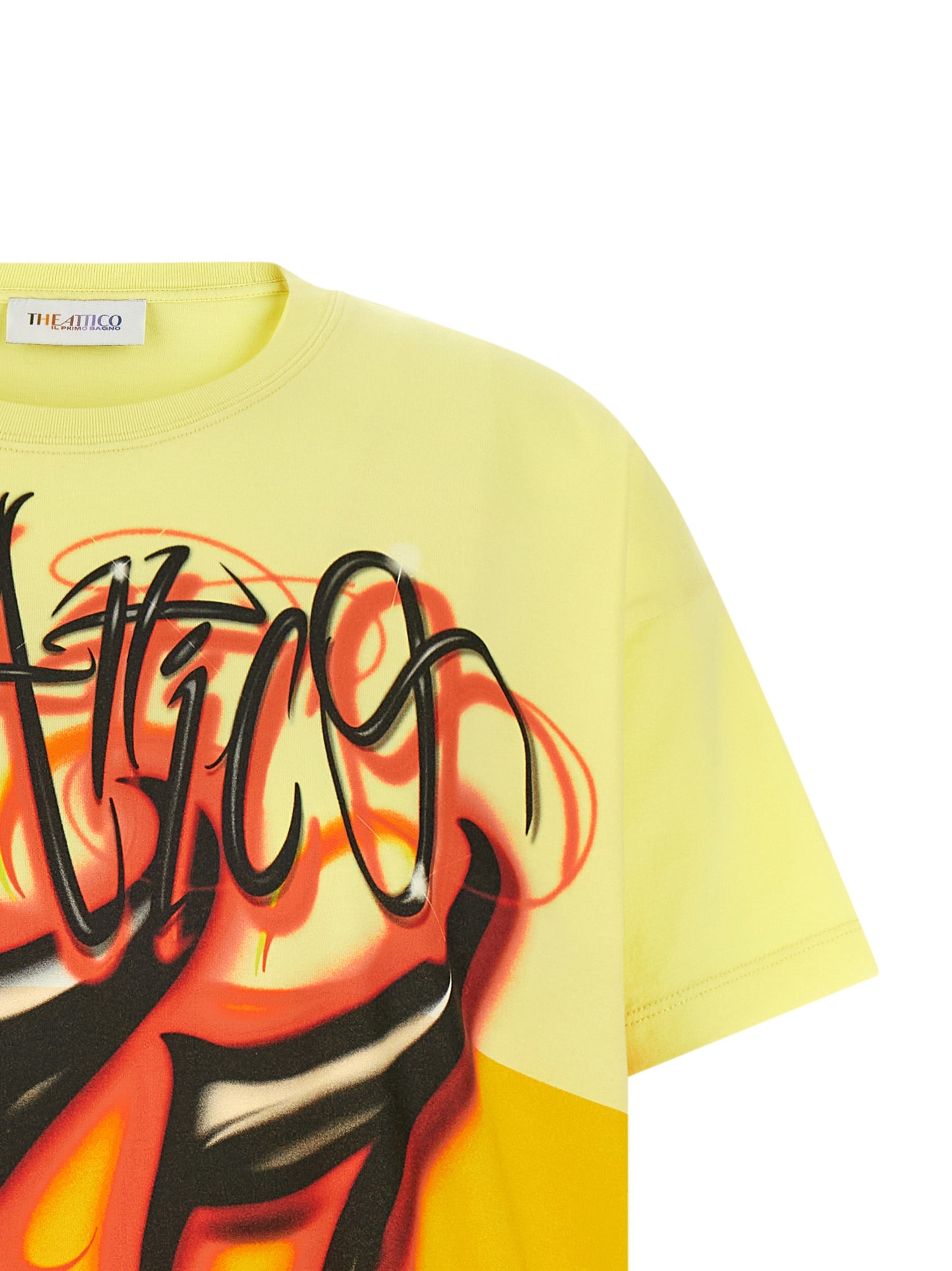 The Attico Bicolor Cotton T-Shirt - Yellow