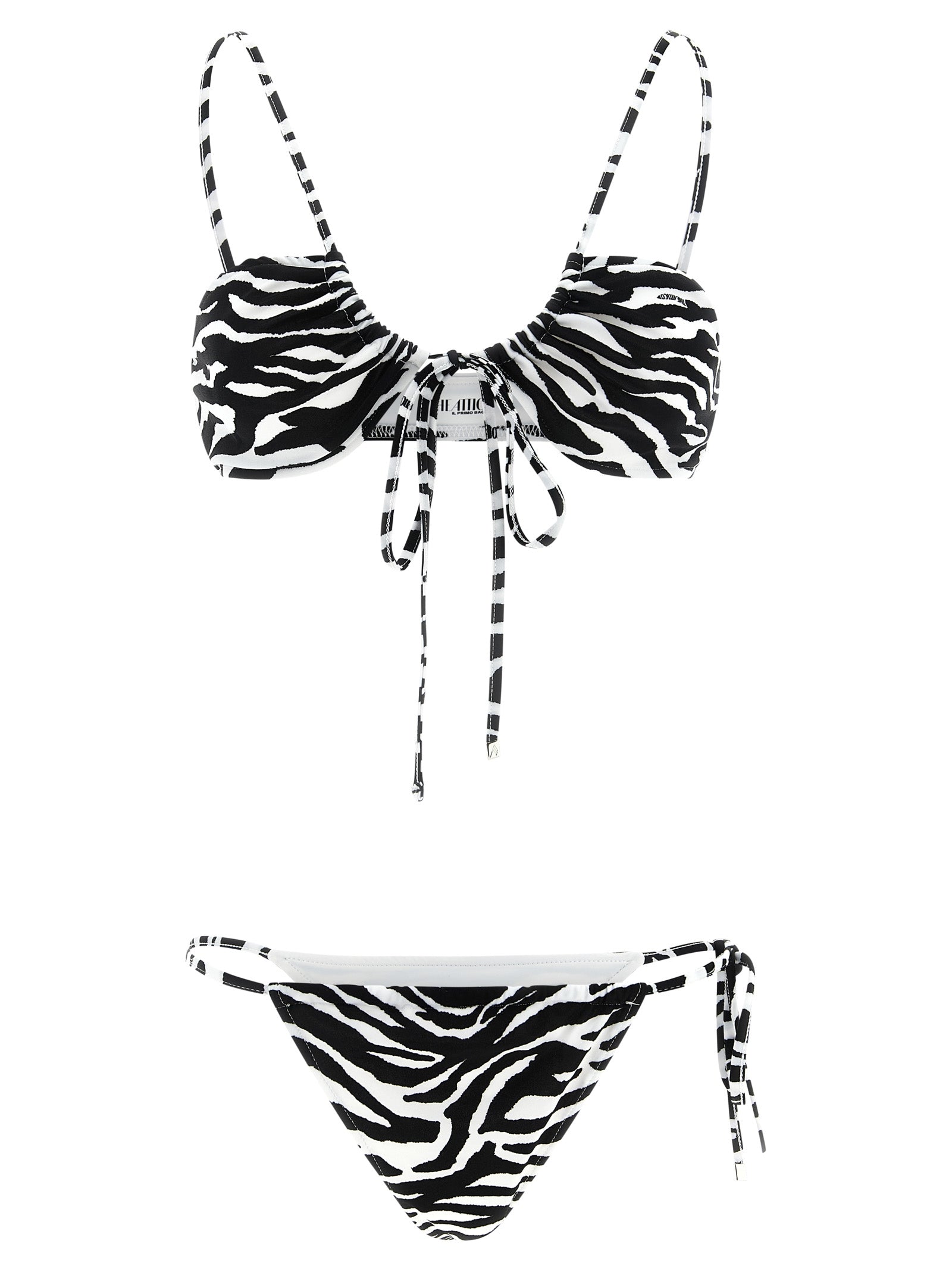 The Attico Black & White Zebra Print Bikini