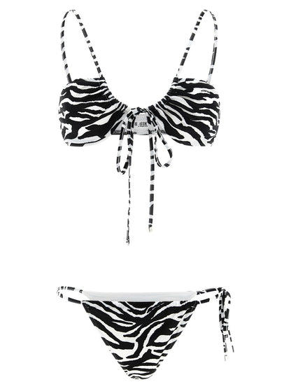 The Attico Black & White Zebra Print Bikini