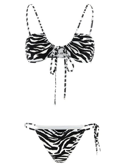 The Attico Black & White Zebra Print Bikini