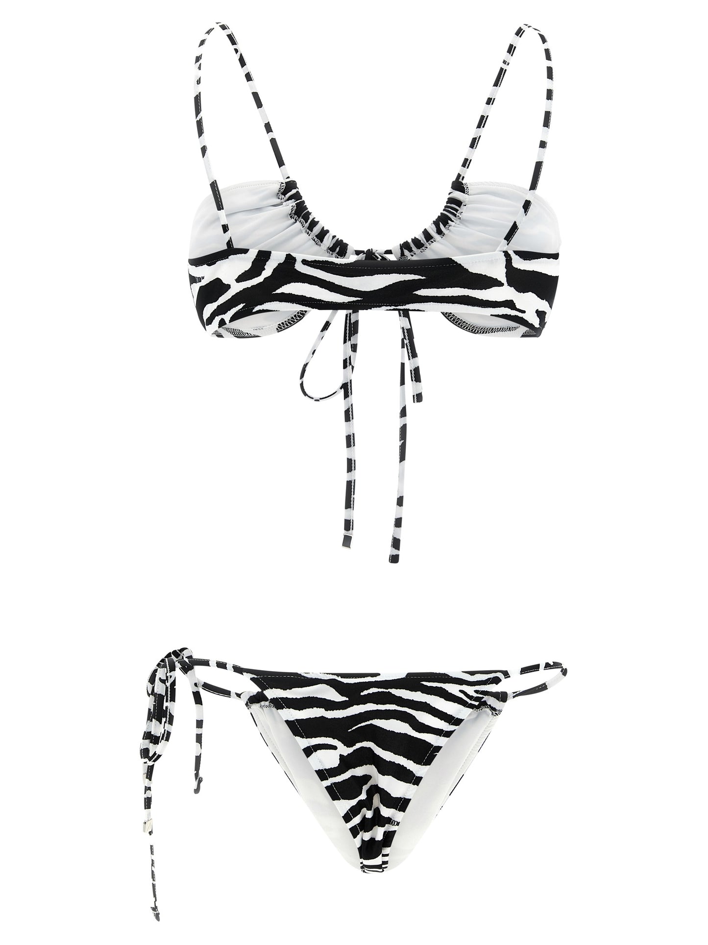 The Attico Black & White Zebra Print Bikini