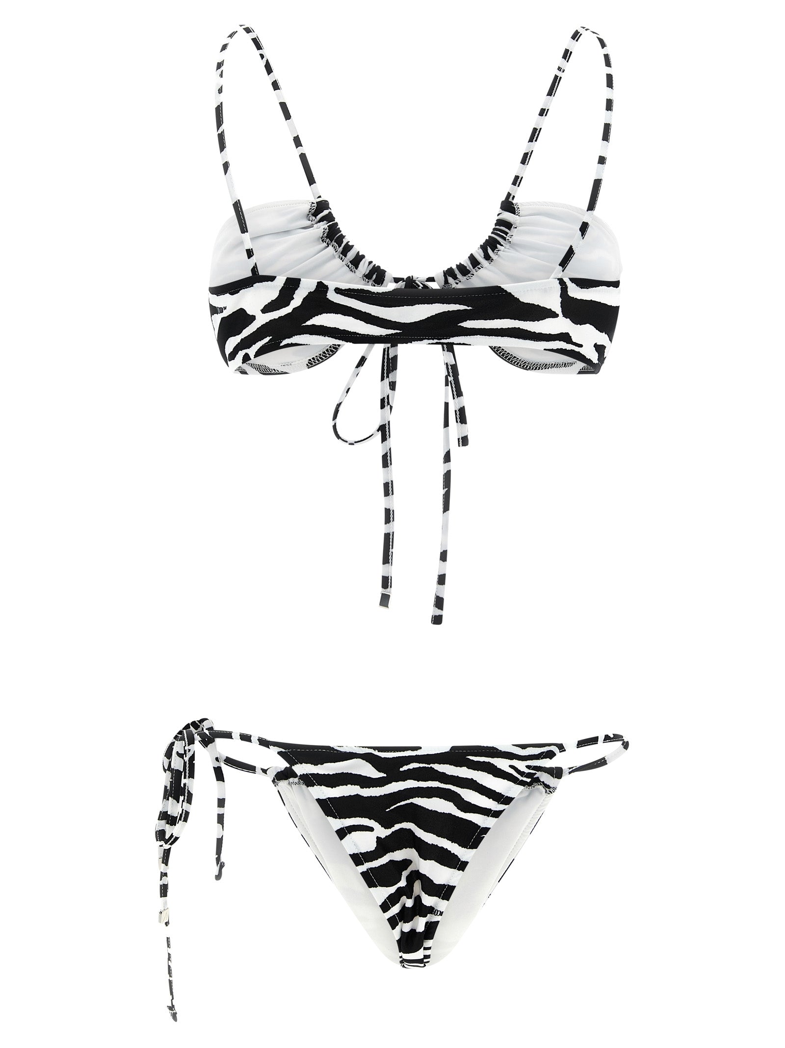The Attico Black & White Zebra Print Bikini
