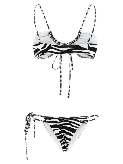 The Attico Black & White Zebra Print Bikini